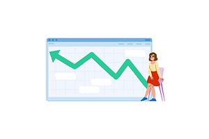 Businesswoman analyzing positive, a Finance Illustration by pikepicture