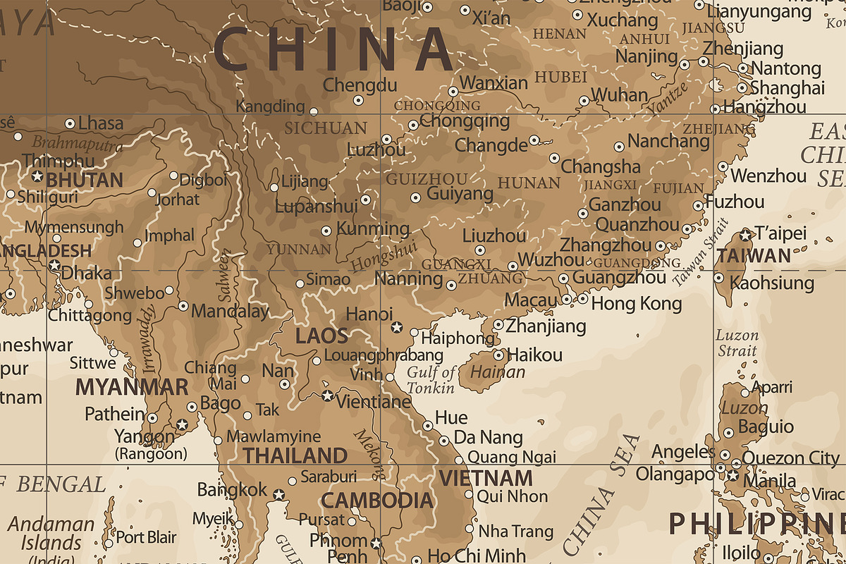 Physical Vintage World Map. Vector, an Education Illustration by PorcuPen Works (Photo 5 of 6)