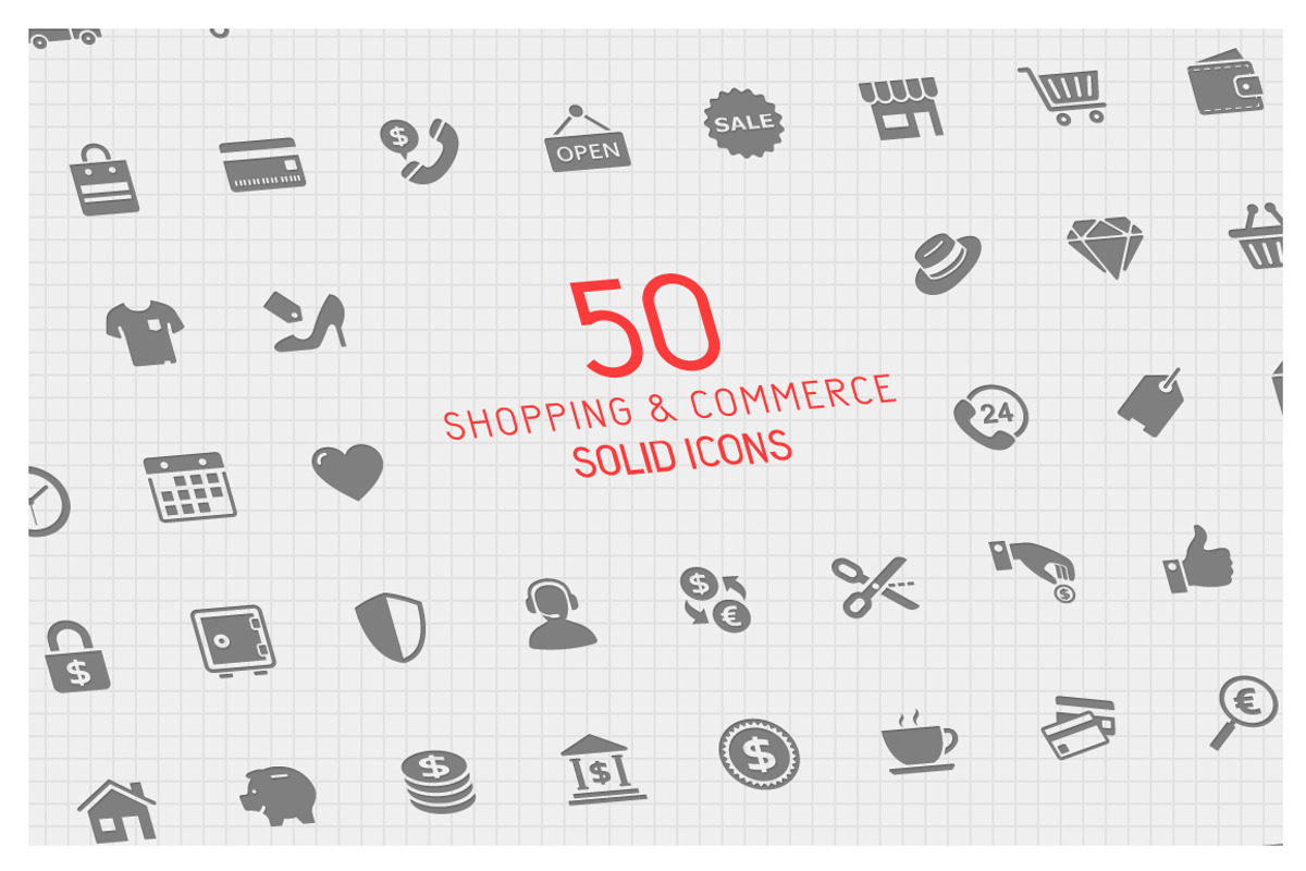 50 Shopping Solid Icons preview 2