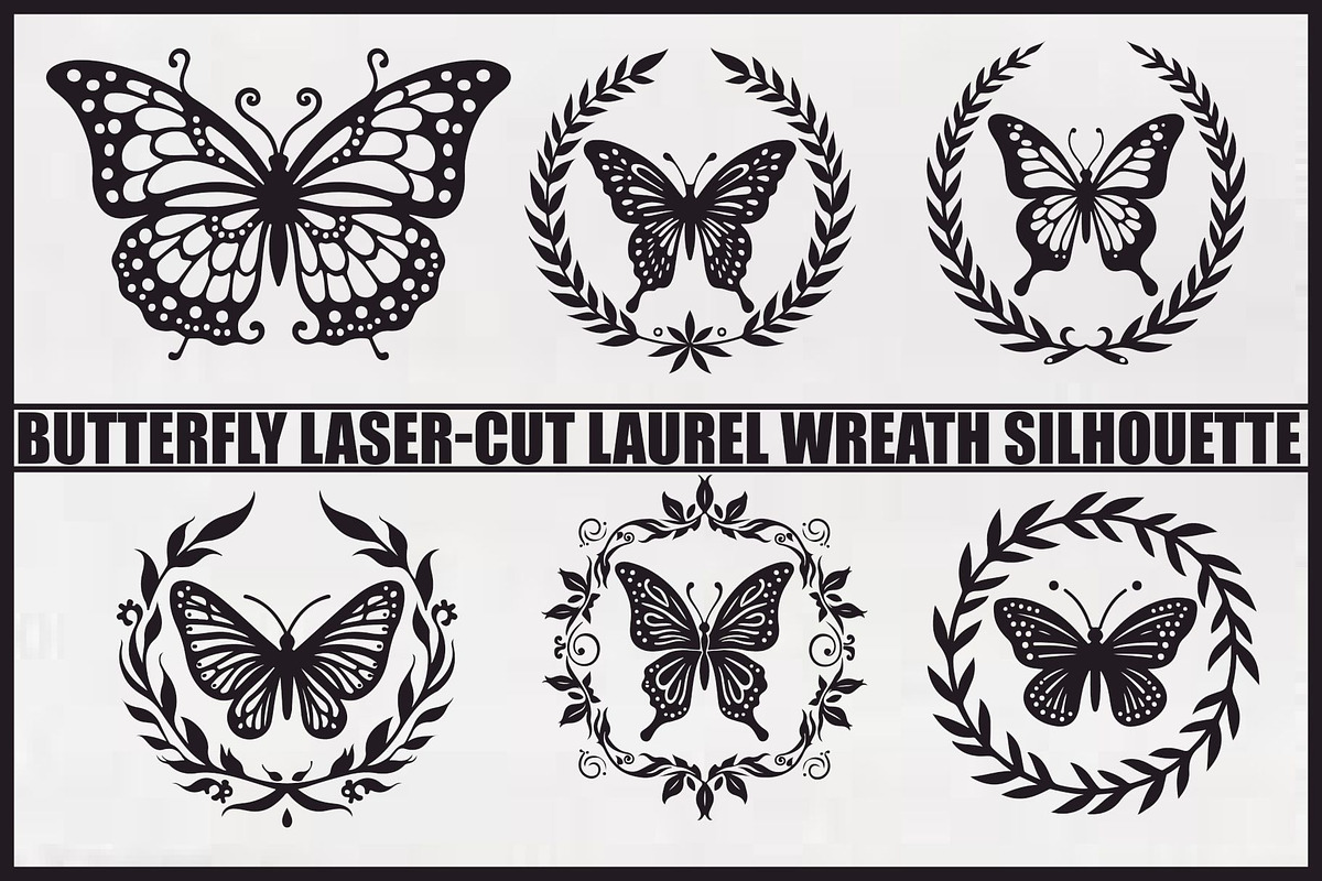 Butterfly Laurel Wreath Set, an Illustration by BIPLOB EXPERT (Photo 1 of 7)