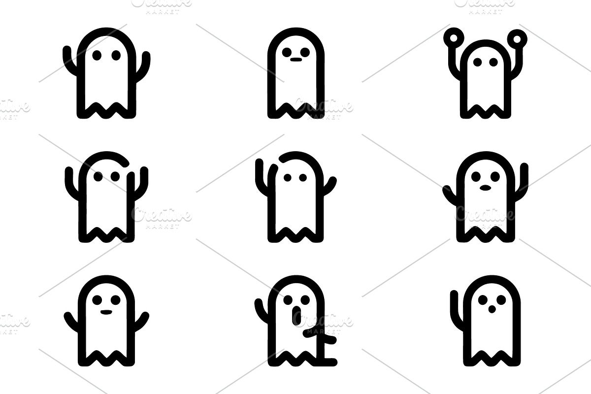Playful Spooky Specter Icons, an Outline Icon by Vectorium Studio