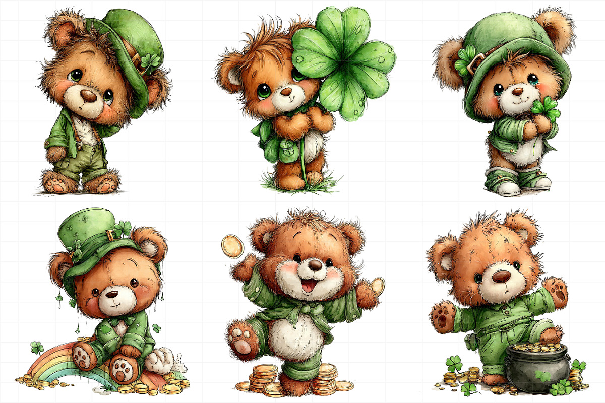 St. Patrick's Teddy Bear Clipart, an Illustration by Daily.Designs (Photo 3 of 8)