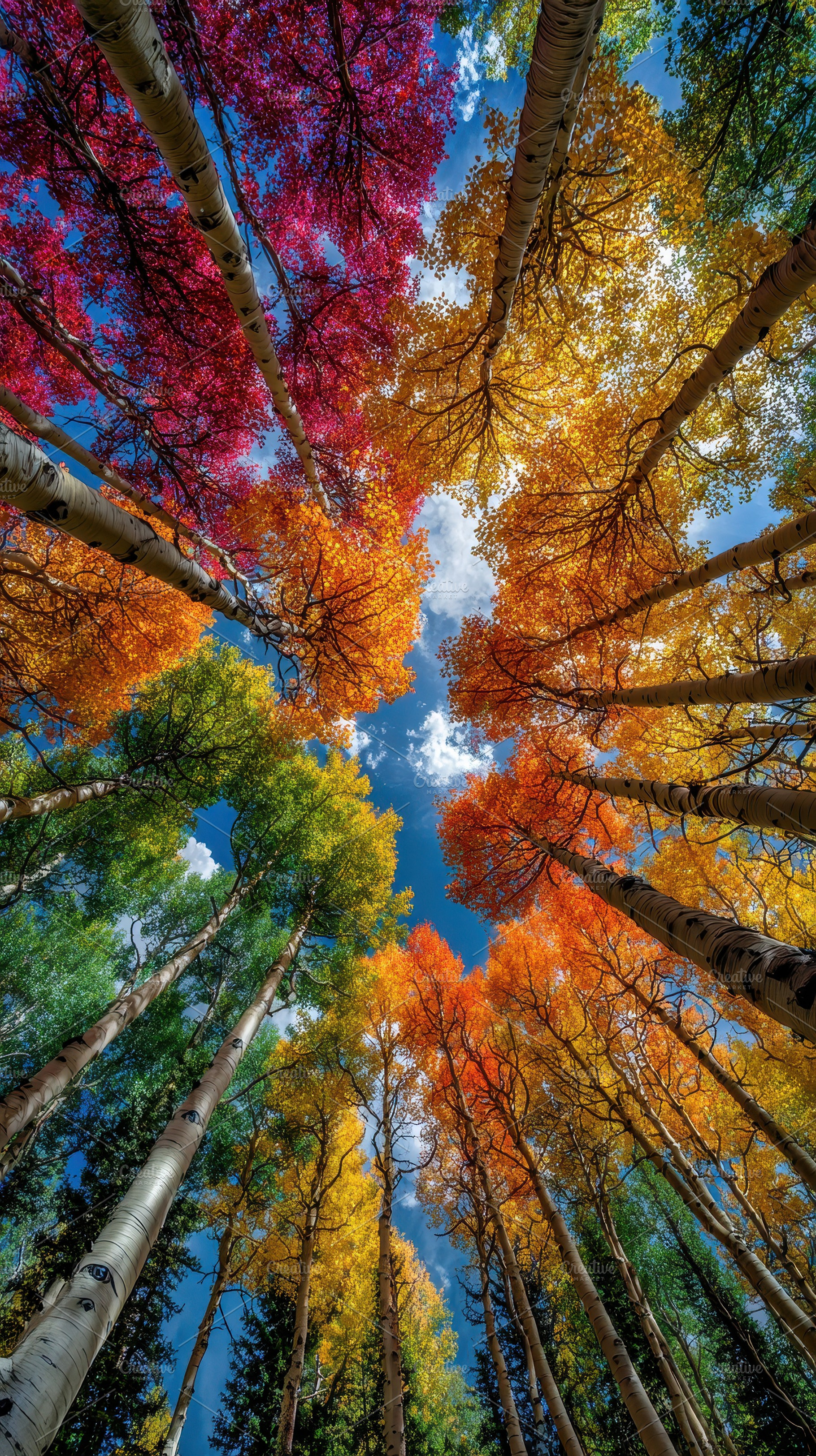 Colorful Aspen Trees Autumn Forest, a Photo by Pixeness Studio