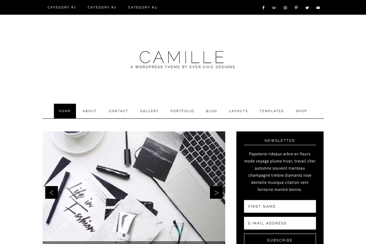 Camille Feminine Wordpress Theme, a WordPress Template by The Reverie Collective (Photo 2 of 3)