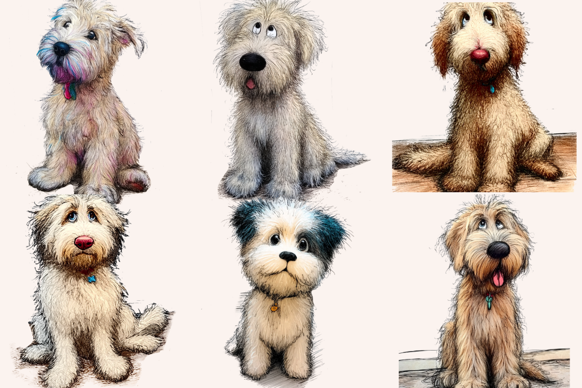Hairy Doodle Dogs Illustrations, an Animal Illustration by PrintHaven Designs (Photo 9 of 12)