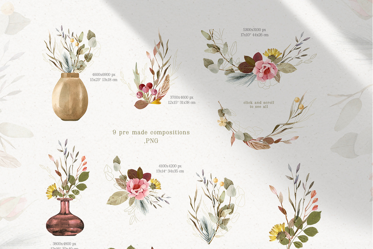 Magic Flowers - watercolor collectio, an Object Graphic by Julia M. Watercolor (Photo 9 of 14)
