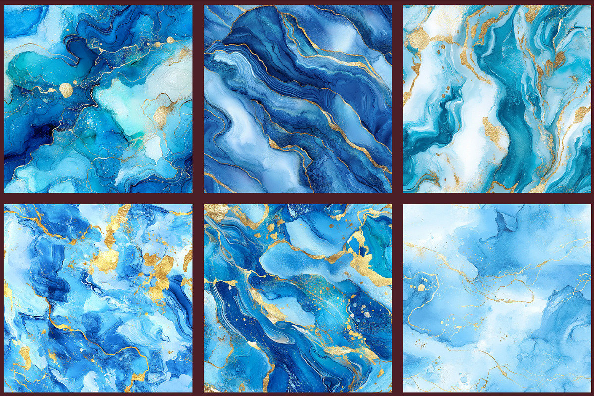 Blue Ink and Gold Foil Digital Paper, a Pattern Graphic by designcity5 (Photo 4 of 5)