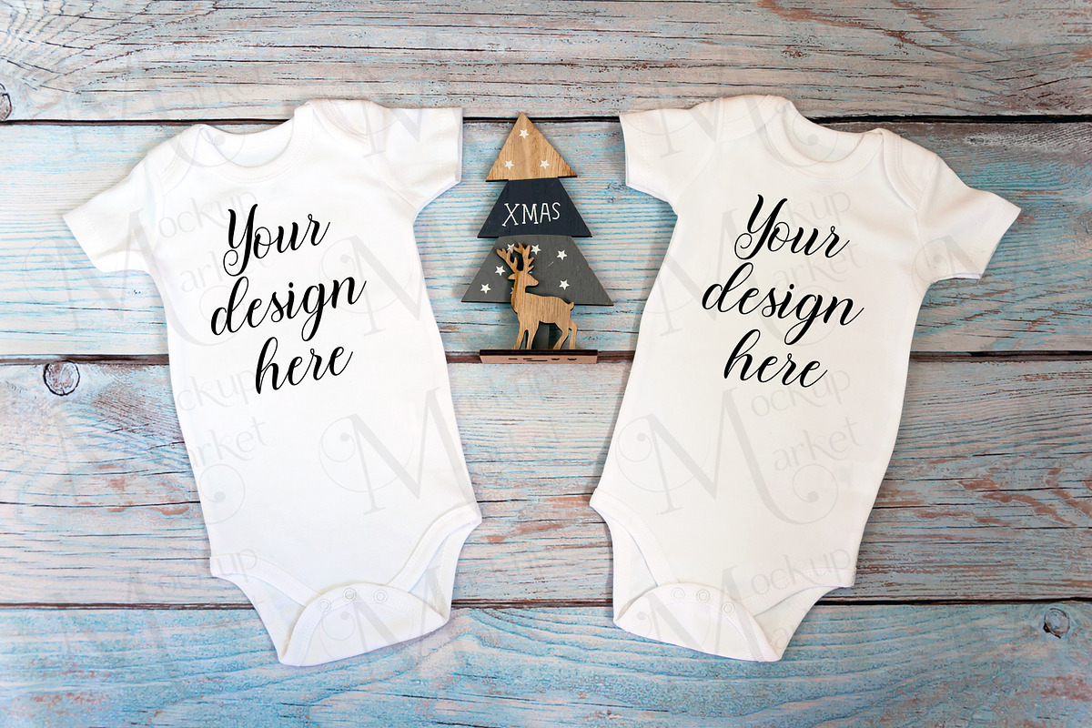 Christmas t-shirts, bodysuit mockups, a Print Template by MockupMarket (Photo 13 of 27)