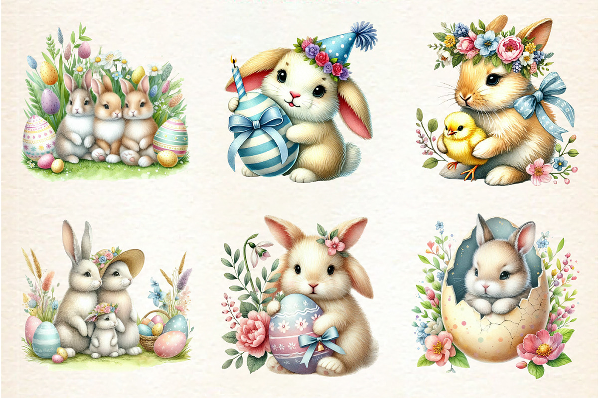 Cute Easter Bunny Clipart, an Illustration by DreamArtGraphic (Photo 2 of 4)