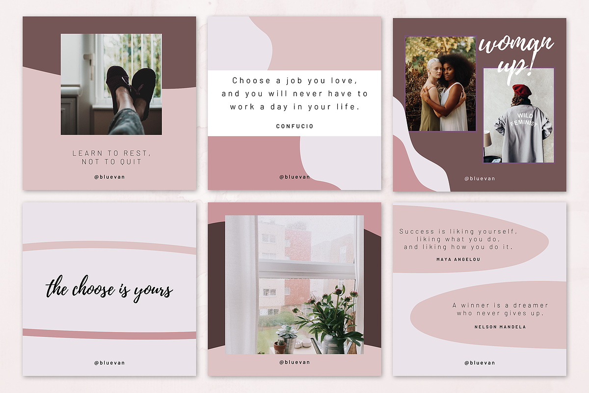 Pale Pink Curves Instagram Templates, a Social Media Template by bluevan (Photo 5 of 5)