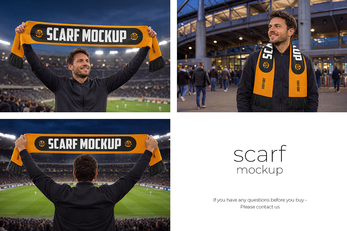Soccer Scarf Mockup Set, a Merchandise Mockup by Country4k (Photo 5 of 5)