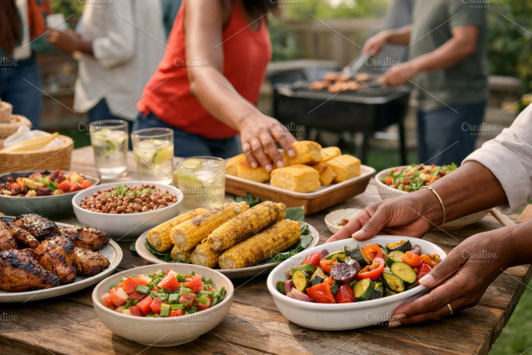 Outdoor courtyard backyard bbq party, a Photo by Dvoevnore photos