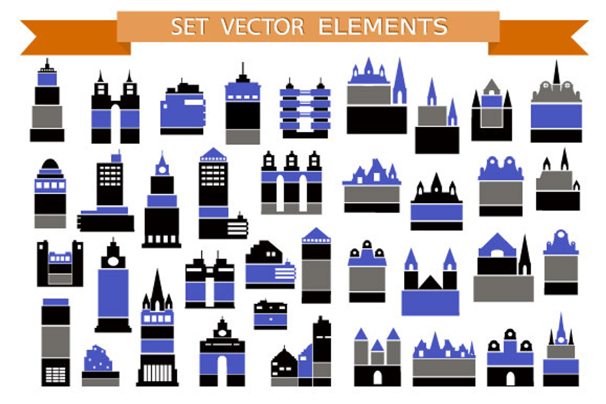 Set Various variants of houses preview 3