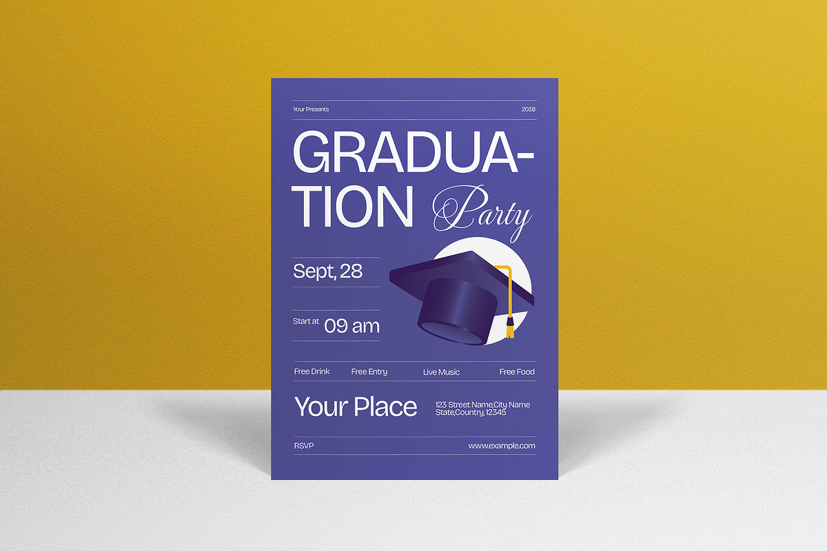 Purple Graduation Party Invitation, an Invitation Template by graphicook (Photo 1 of 3)