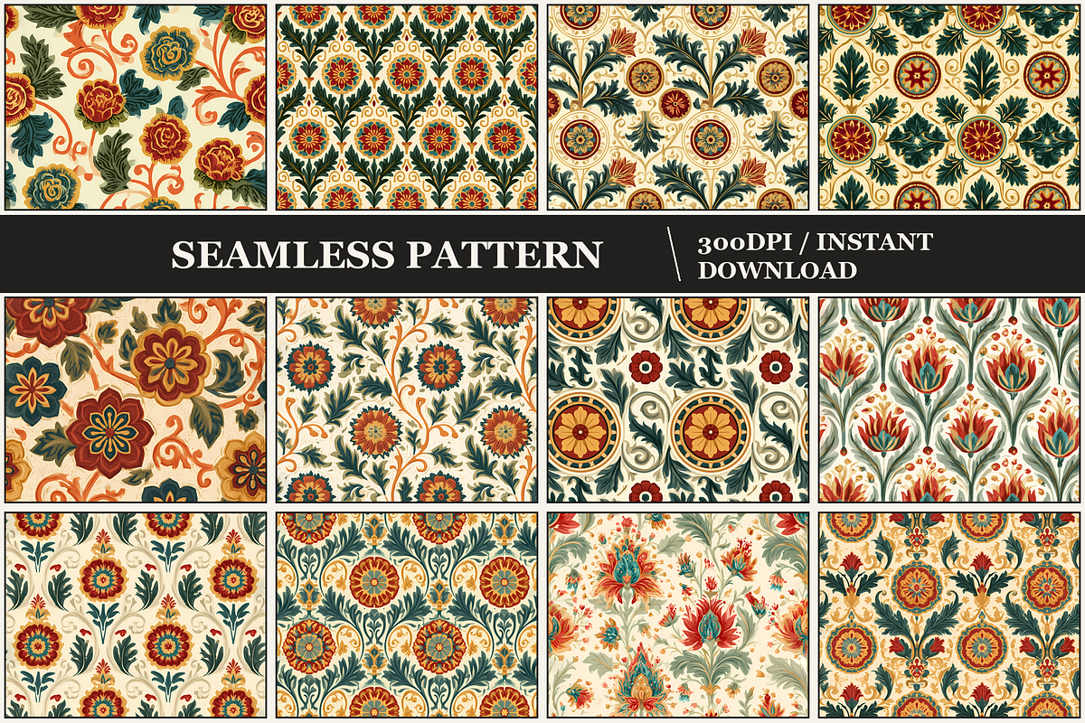Emberloom Damask Seamless Patterns, a Pattern Graphic by Inknfolly (Photo 1 of 4)