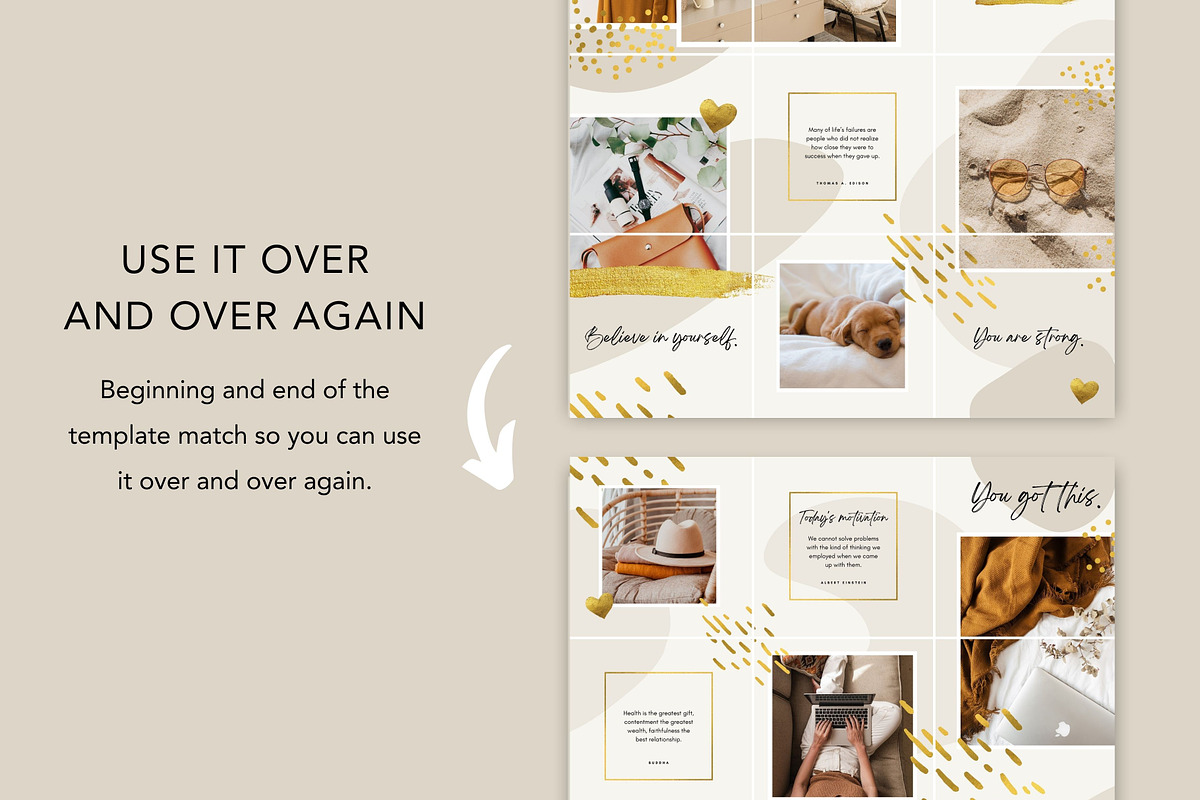 Gold Instagram Puzzle Feed Canva, a Social Media Template by DeeBeeDesign