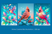 Winter Cardinal Bird Illustrations, an Animal Illustration by StockVerse Creative (Thumbnail 1 of 4)