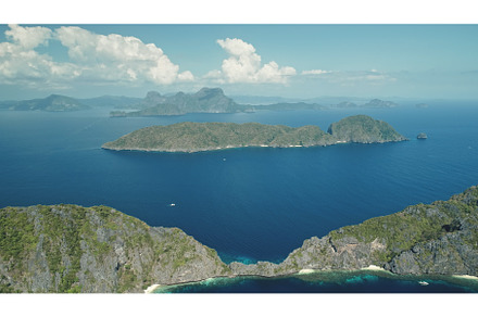 Hill island at sea bay aerial shot, a Nature Photo by Goinyk