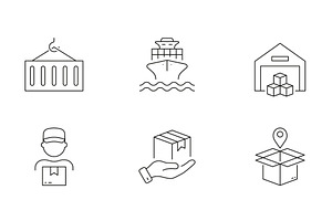 Distribution and Logistic Line Icons, a Transportation Illustration by Gentle Studio