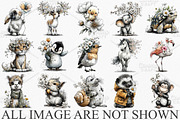 Whimsical Animals Spring Clipart PNG, an Illustration by Canvas Craft (Thumbnail 3 of 7)