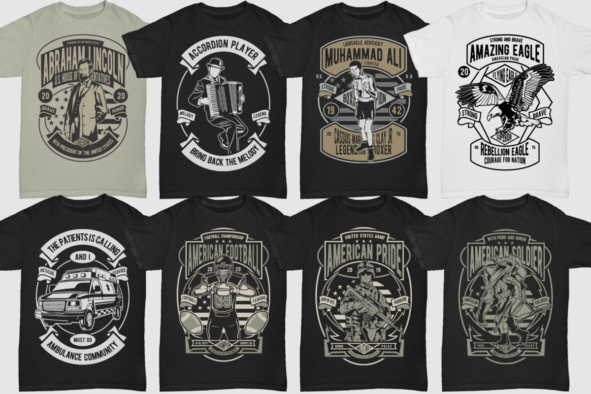 250 Retro Tshirt Designs Bundle #4, an Illustration by roach_graphic (Photo 2 of 34)