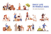 Daily life of medieval people set, a Person Illustration by Good Studio (Thumbnail 1 of 11)