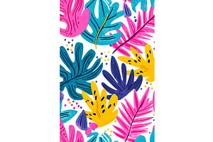 Colorful tropical leaf pattern with, an Illustration by Lermont51