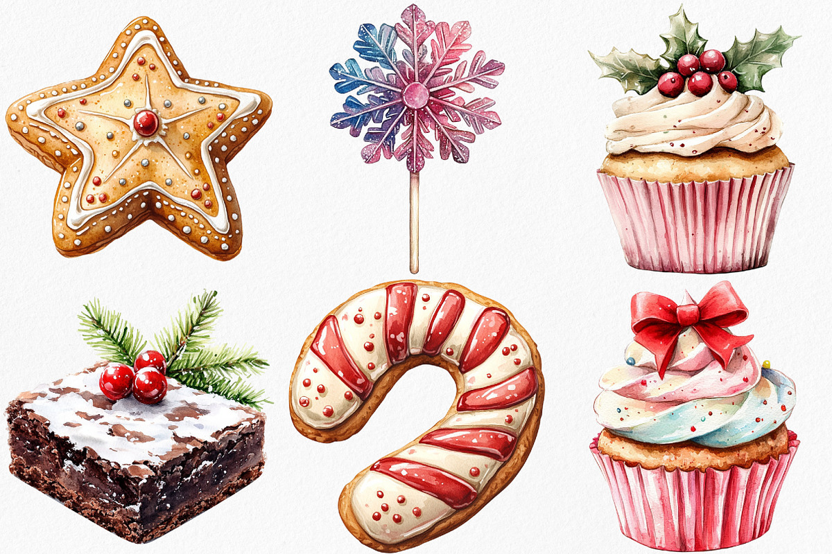 Watercolor Sweet Christmas Clipart, an Illustration by Canvas Craft (Photo 4 of 8)