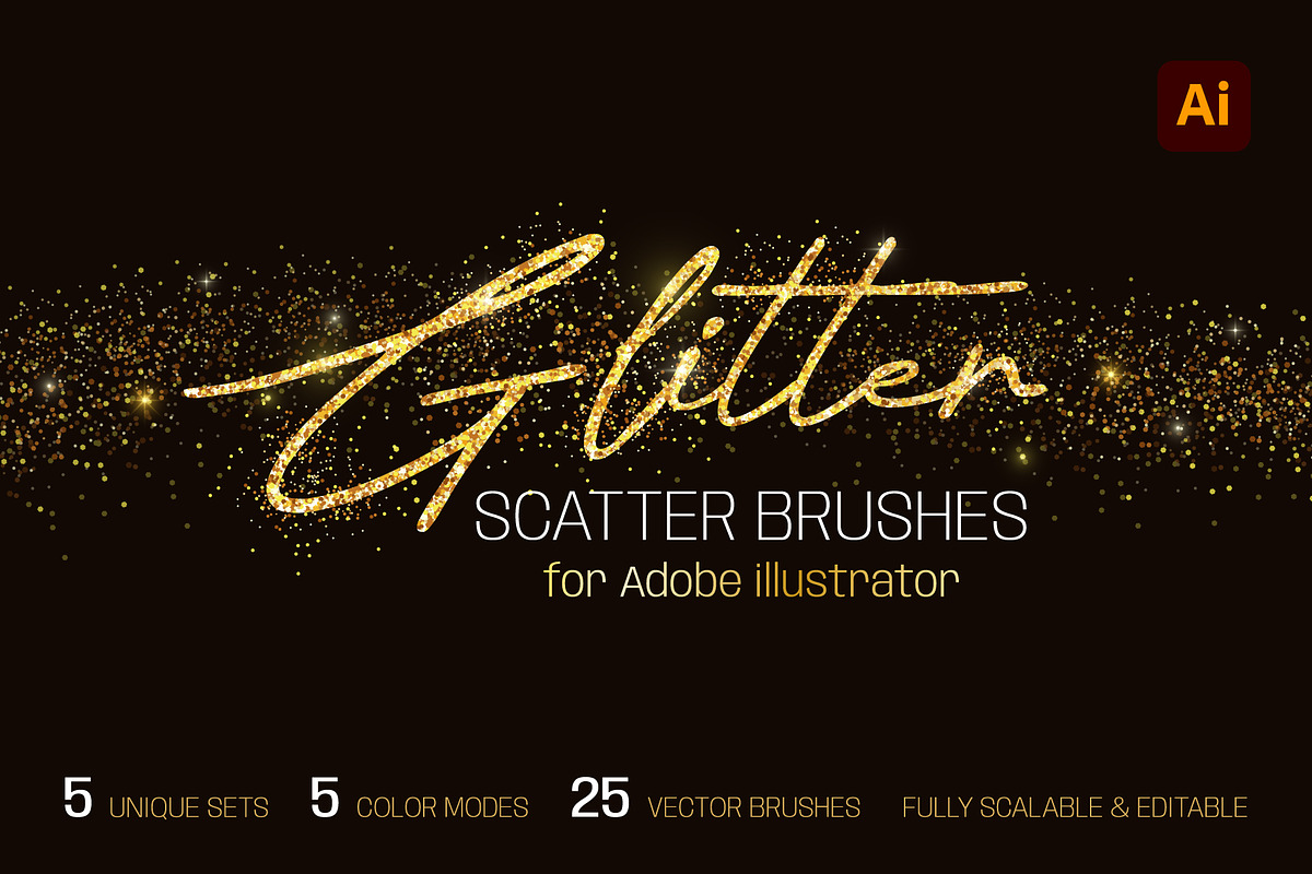 25 Glitter Brushes for illustrator, a Brush Add-On by IuliiaSavko (Photo 1 of 10)