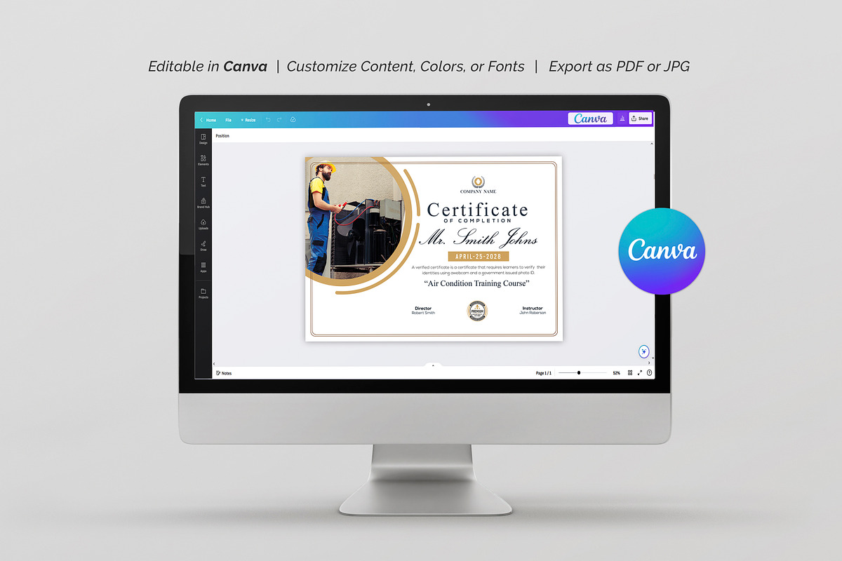 Certificate Template, a Stationery Template by DesignDevisers (Photo 8 of 10)