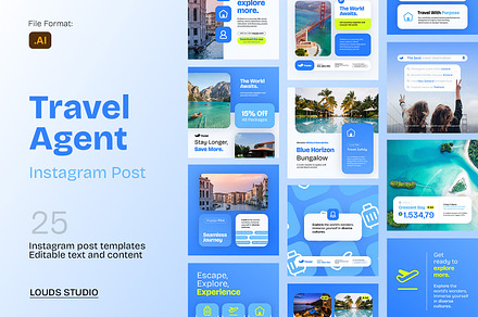 Travel Agent Business Instagram Post, a Social Media Template by Louds Studio