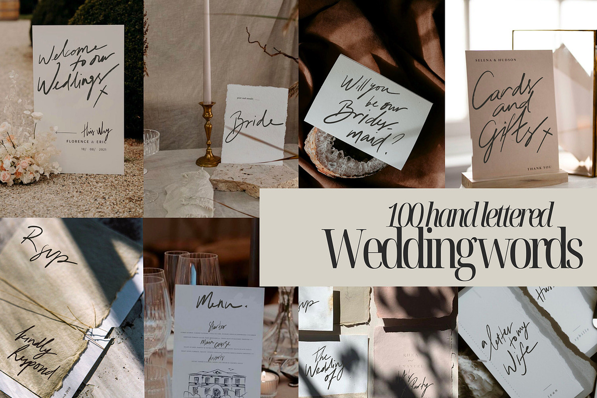 100 hand lettered PNG Wedding Sign, a Handwritten Font by Ivyandpalette (Photo 1 of 6)