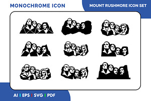 Mount Rushmore Landmark Icon Set, a Solid Icon by Fontmine Studio