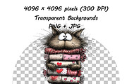 Whimsical Cat Valentine Clipart Set, an Animal Illustration by one-touch (Thumbnail 7 of 19)