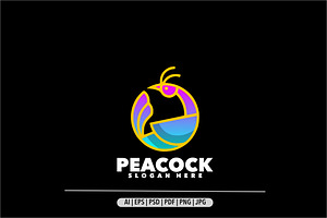 Peacock line gradient colorful logo, a Branding & Logo Template by Bayuktx