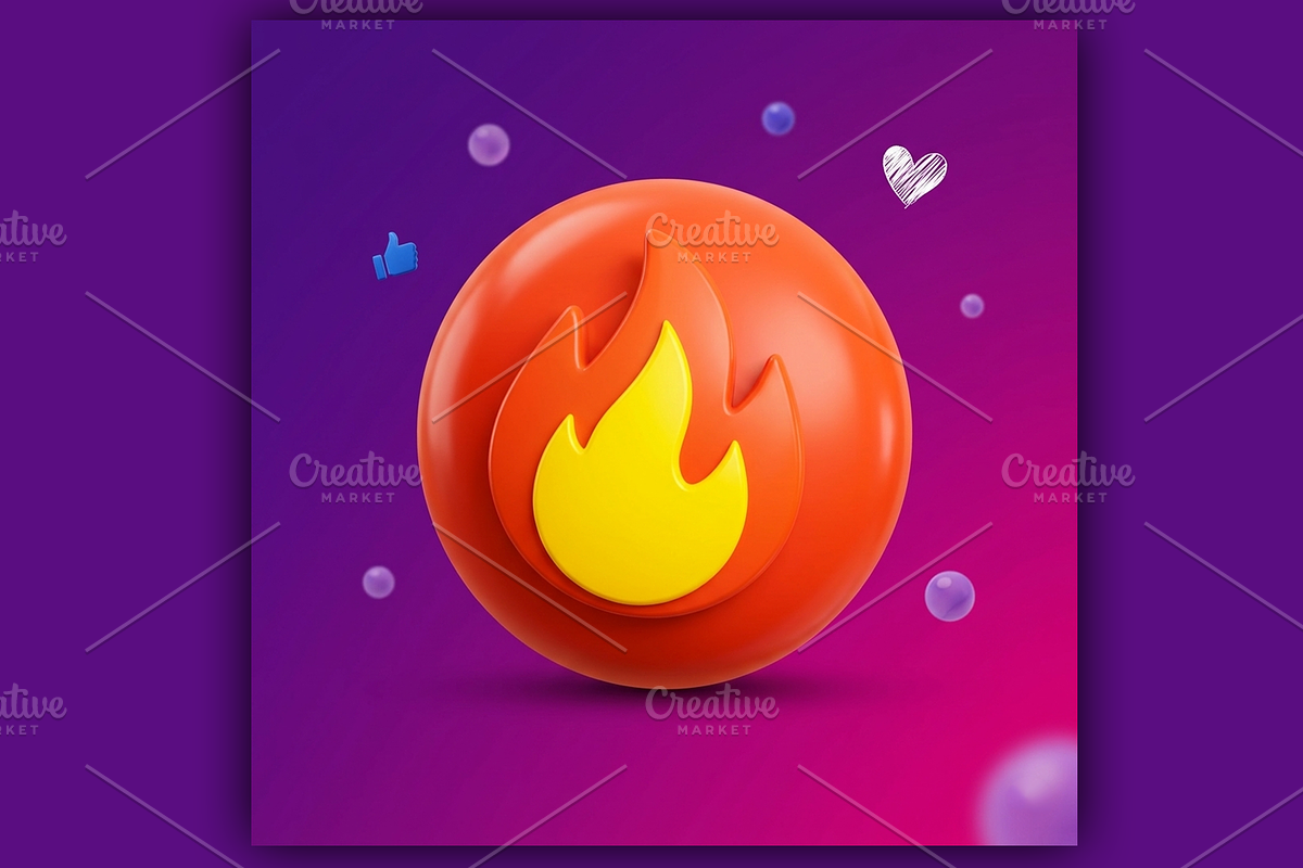 3D Fire Icon Hot Flame Social Media, an Arts & Entertainment Photo by microtasker (Photo 1 of 2)