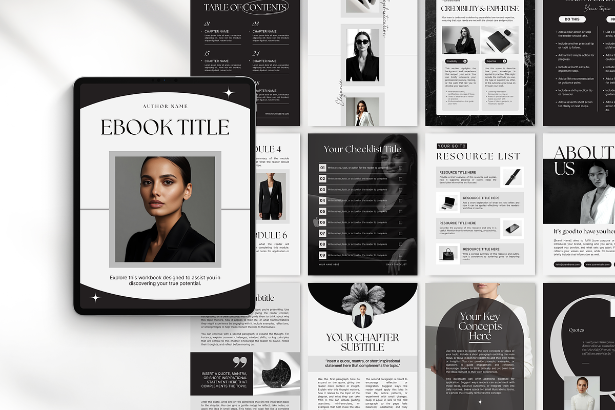 Coaching Ebook Template Canva Black, a Magazine Template by DigiPax (Photo 6 of 11)
