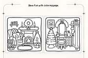 Xmas Corner Coloring Pages, a Seasonal Illustration by Coco Bloom (Thumbnail 3 of 5)