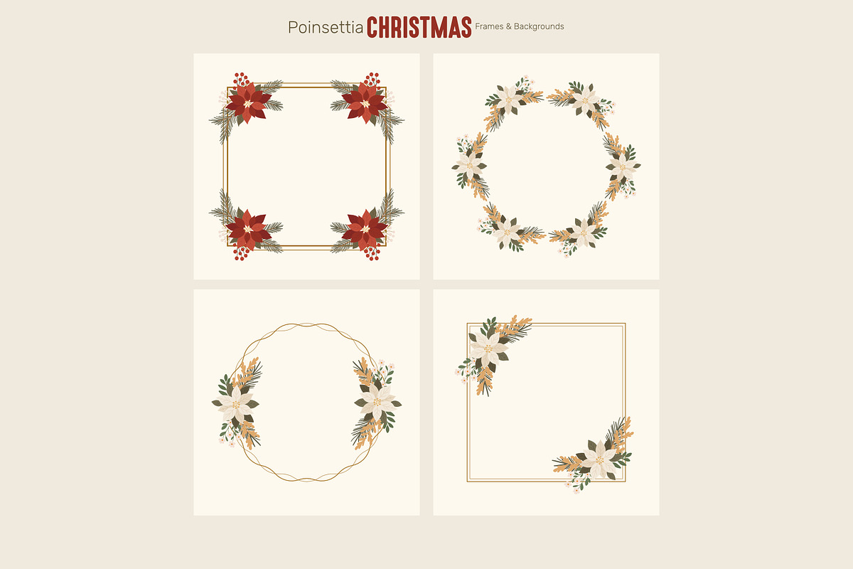 Poinsettia Christmas Backgrounds, a Seasonal Illustration by moja doodle (Photo 8 of 9)