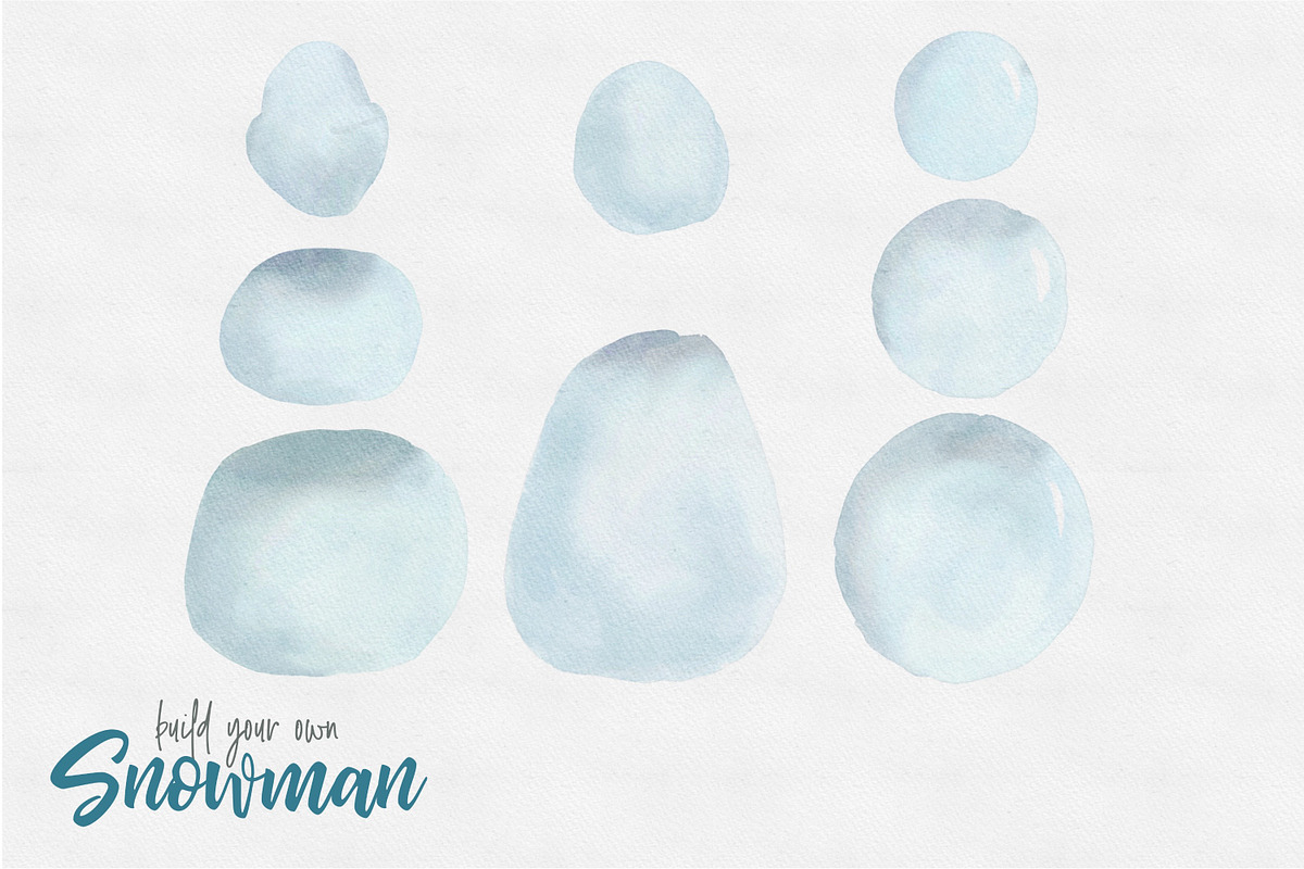 Build Your Own Snowman Watercolor Cl, an Illustration by Peachycottoncandy (Photo 2 of 5)