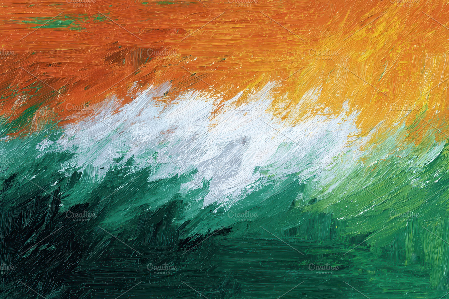 Abstract Indian Flag Inspired Painti, a Photo by Pixeness Studio