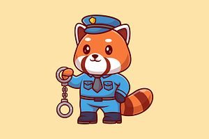 Cute Red Panda Police Cartoon, an Animal Illustration by Catalyst Labs