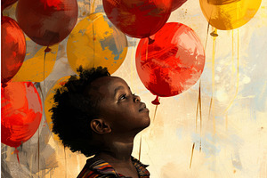 Child With Colorful Balloons