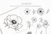 Spring Flowers Line Art, a Decorative Illustration by CaraulanStore (Thumbnail 5 of 9)
