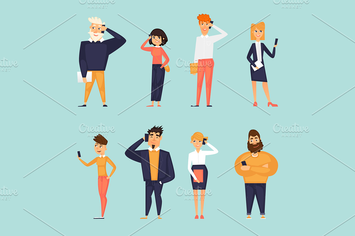 People talk on the phone, a Person Illustration by Podis (Photo 3 of 3)