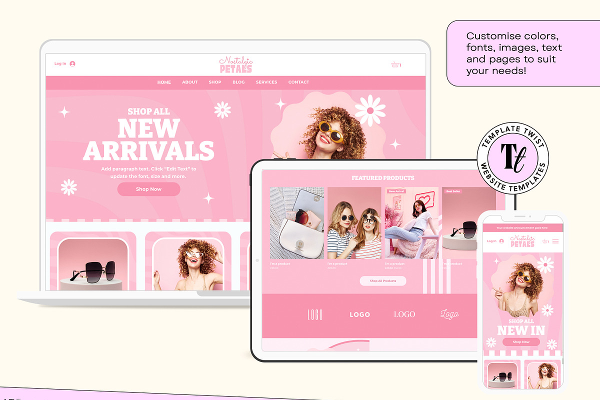 Retro Pink Wix Template, a Wix Template by Template Twist Shop (Photo 6 of 10)