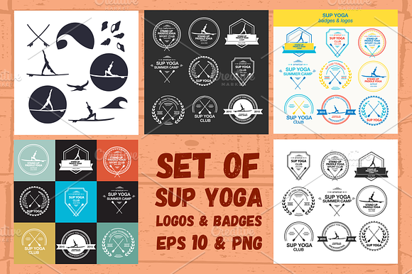 Sup Yoga Logos Badges Set
