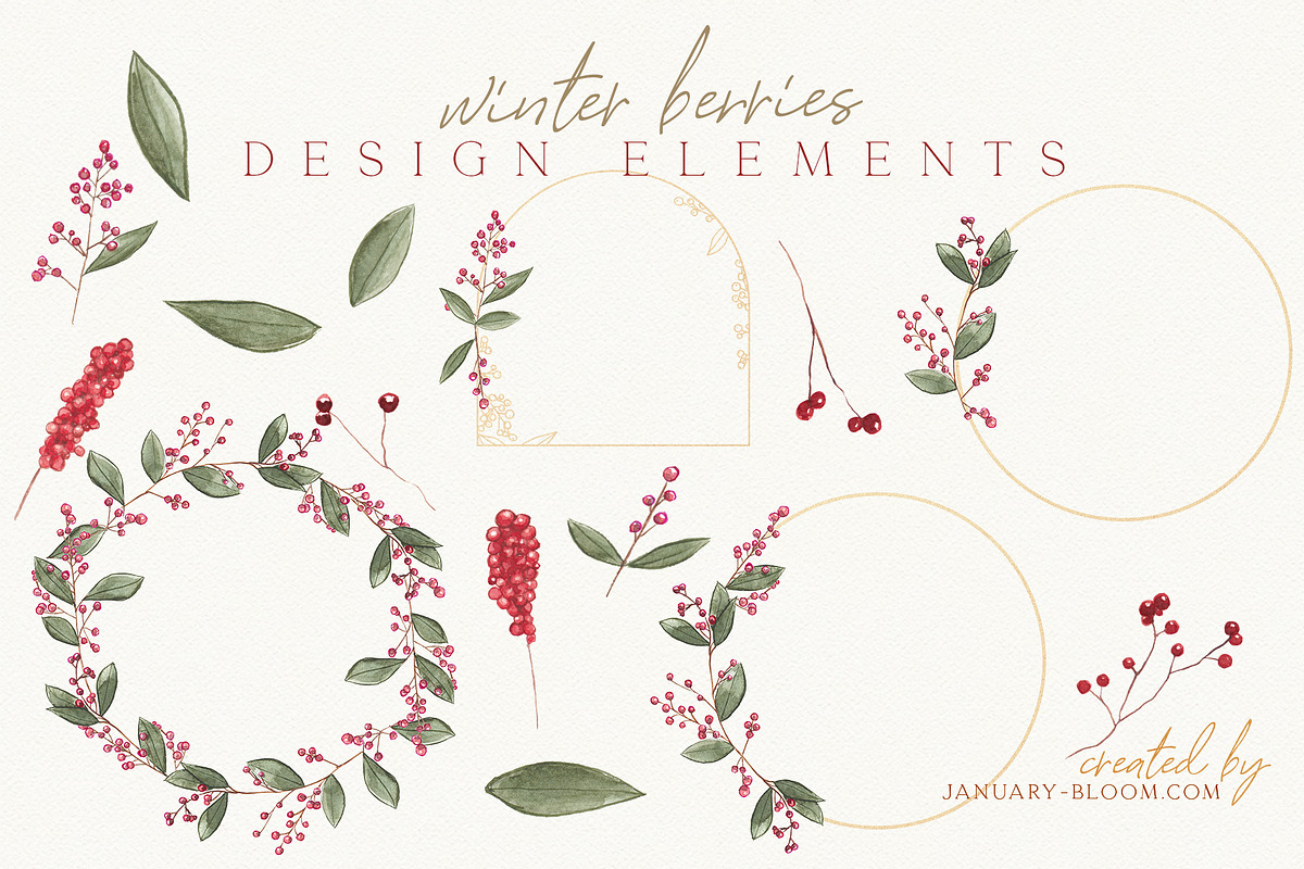 Christmas Watercolor Festive Clipart, an Animal Illustration by January Bloom (Photo 32 of 32)