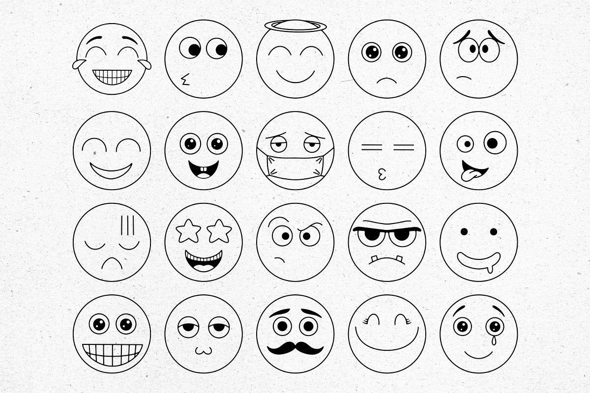 Emoji Faces Line Art, an Emoji Icon by Tekuni (Photo 4 of 9)