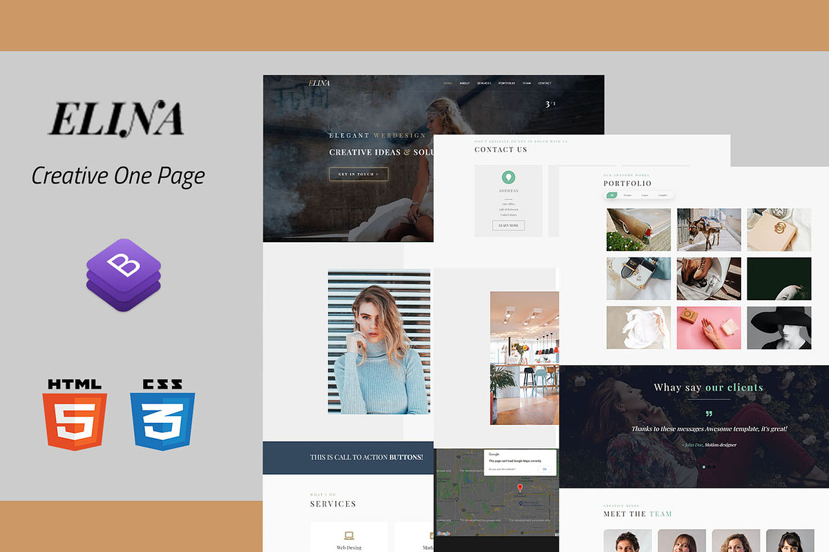 Elina – One Page Portfolio HTML, a HTML Template by pixelonetry